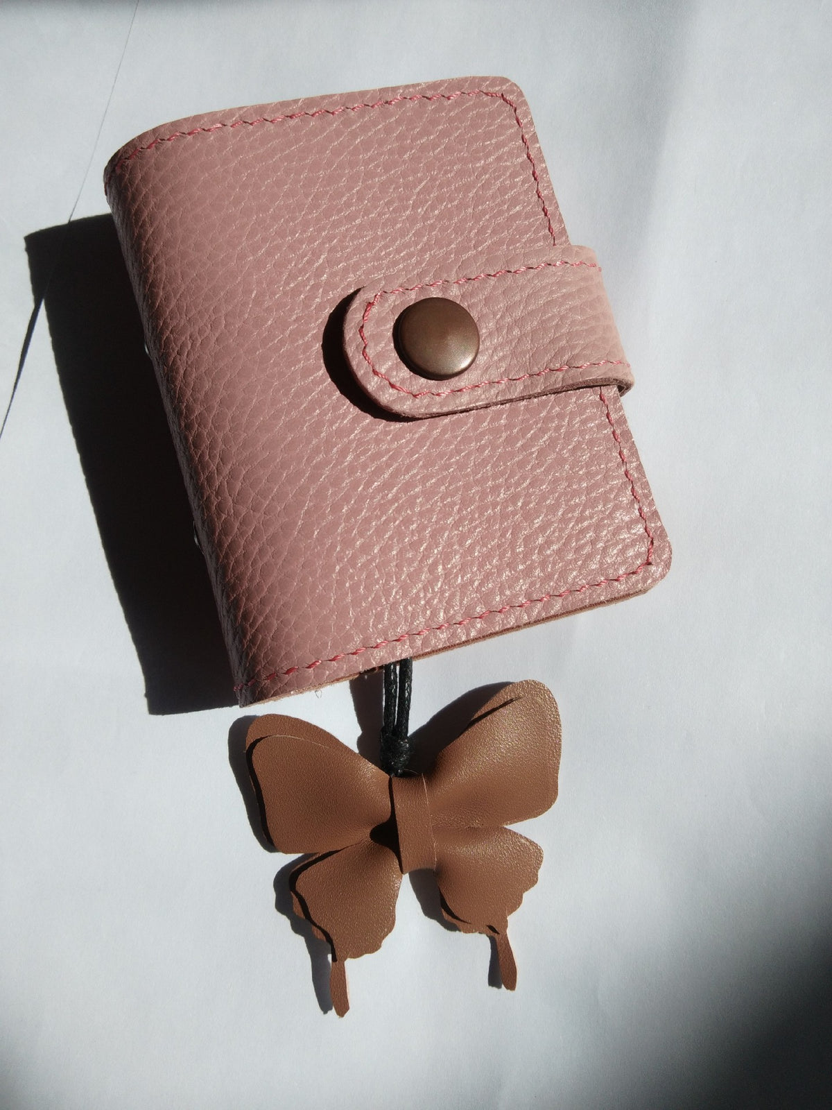 Handmade Leather Notebook with Pink Cover