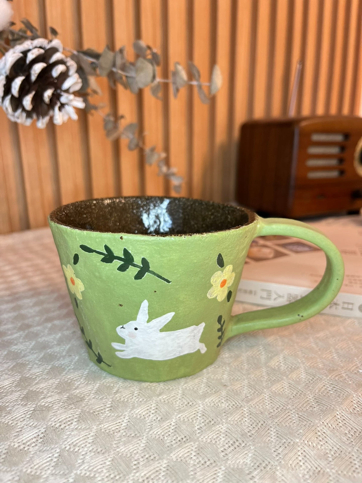Handmade Black Clay Rabbit Mug
