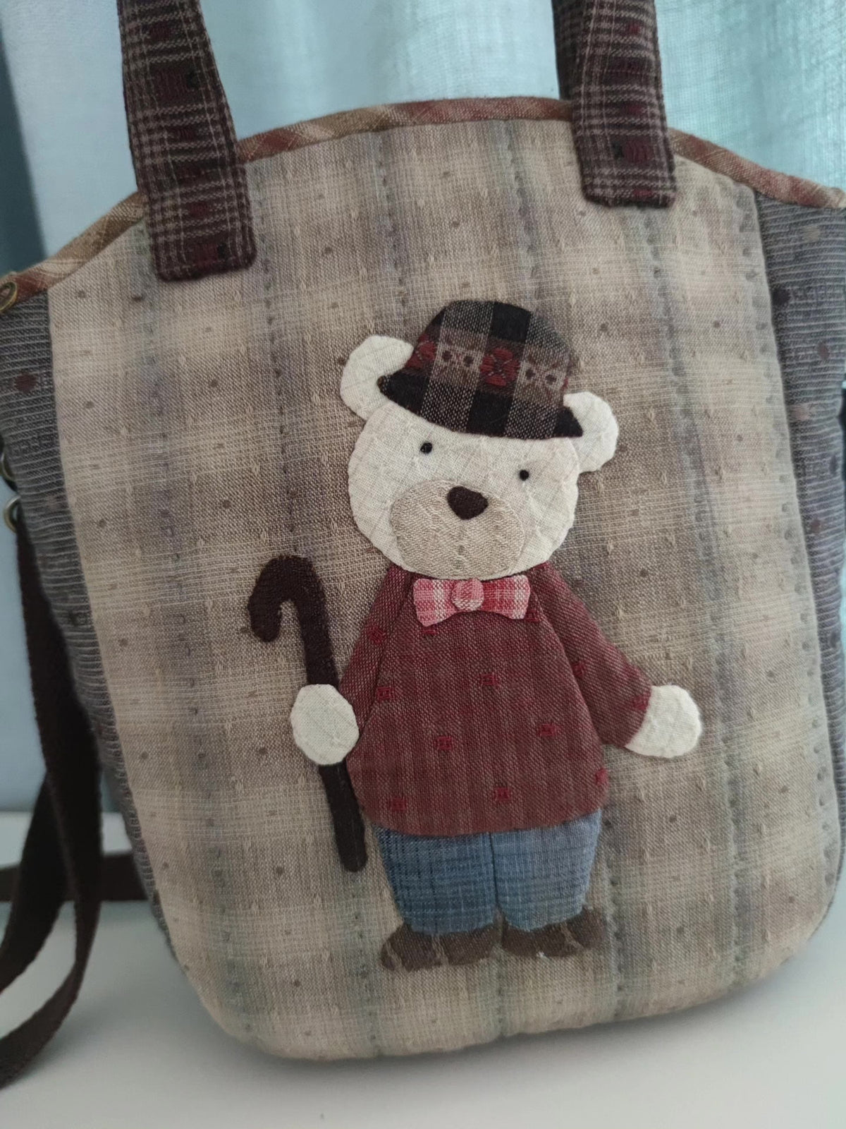 Handmade Bear Applique Patchwork Handbag