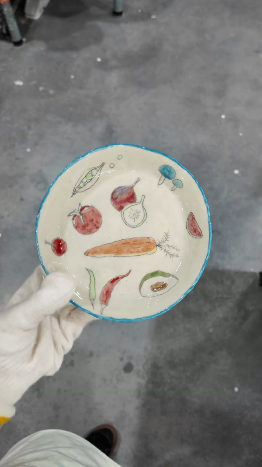 Handcrafted Ceramic Fruit Plate with Hand-Painted Produce