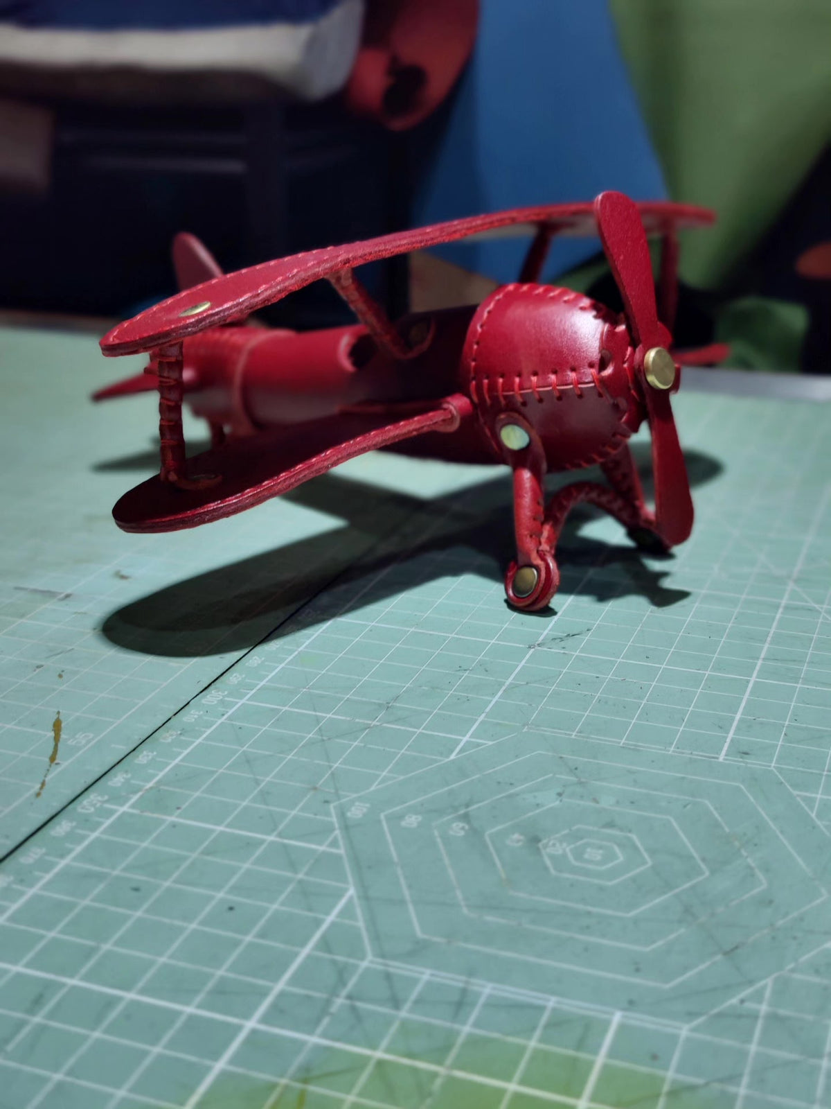 手作りレザー複葉機オーナメント