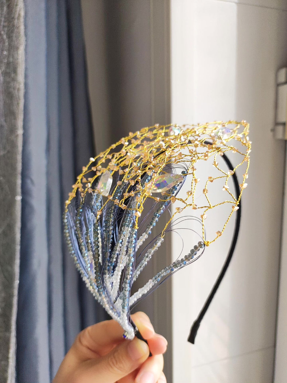 Ornate Wire Woven Beaded Headband