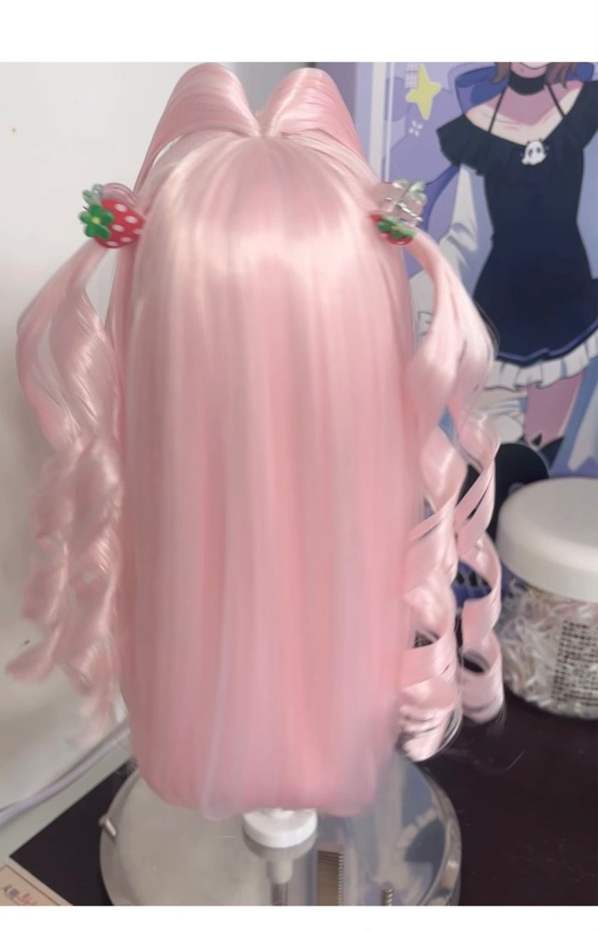 Doll Wig Pastel Pink Twin Tails