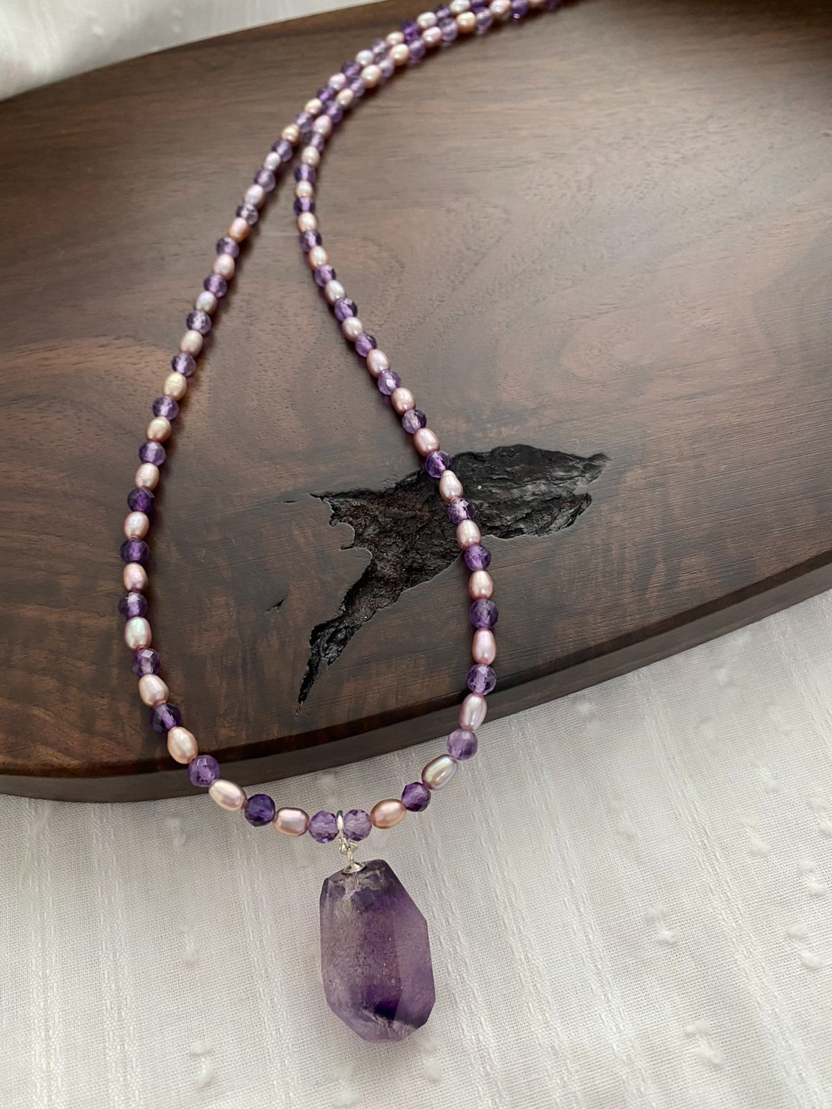 Collana in Ametista Super Seven e Perle Viola