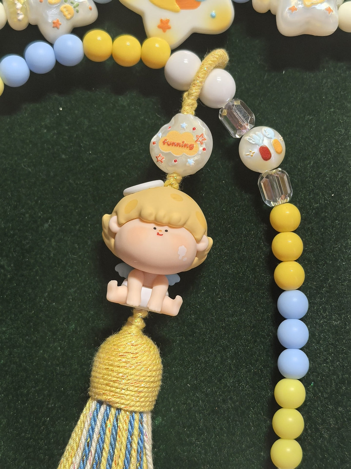 Angel Figurine Beaded Phone Charm Crossbody Strap