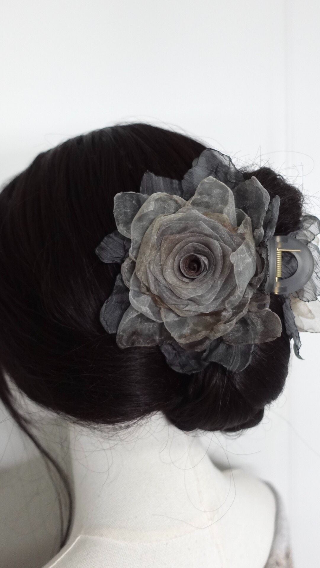 Handmade Fabric Rose Hair Claw Clip