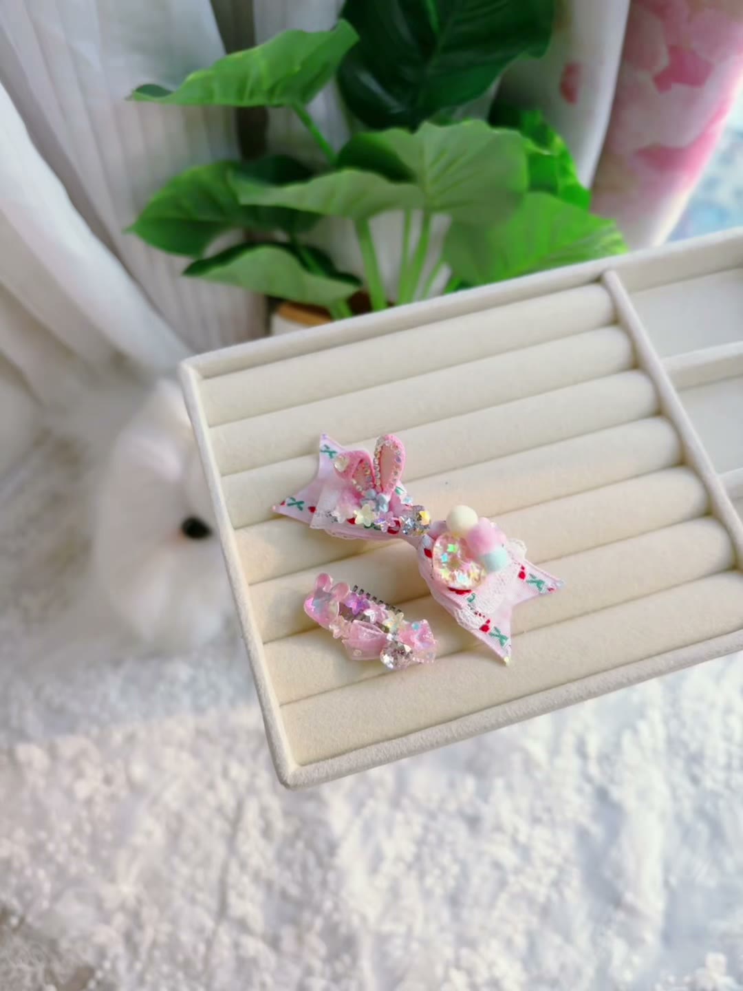 Handmade Pink Pet Hair Clip Set