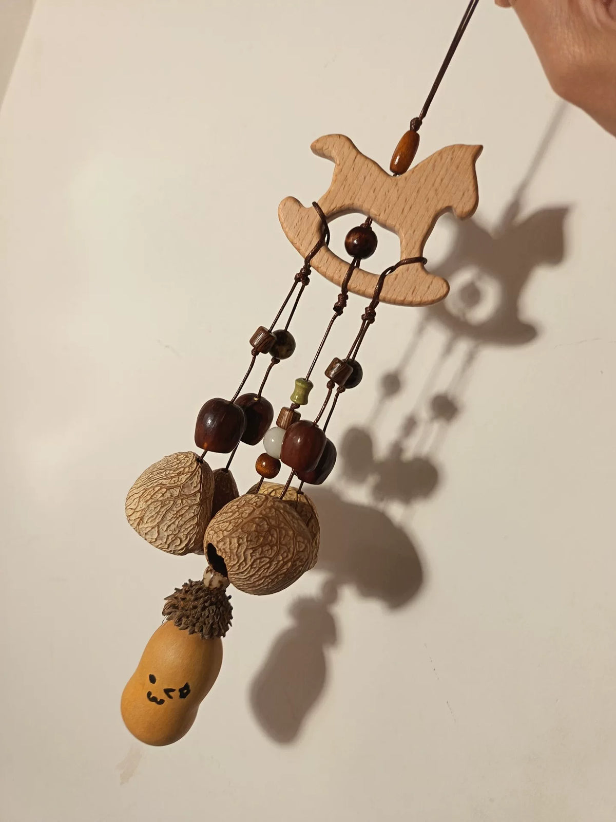 Handcrafted Walnut Shell and Gourd Wind Chime