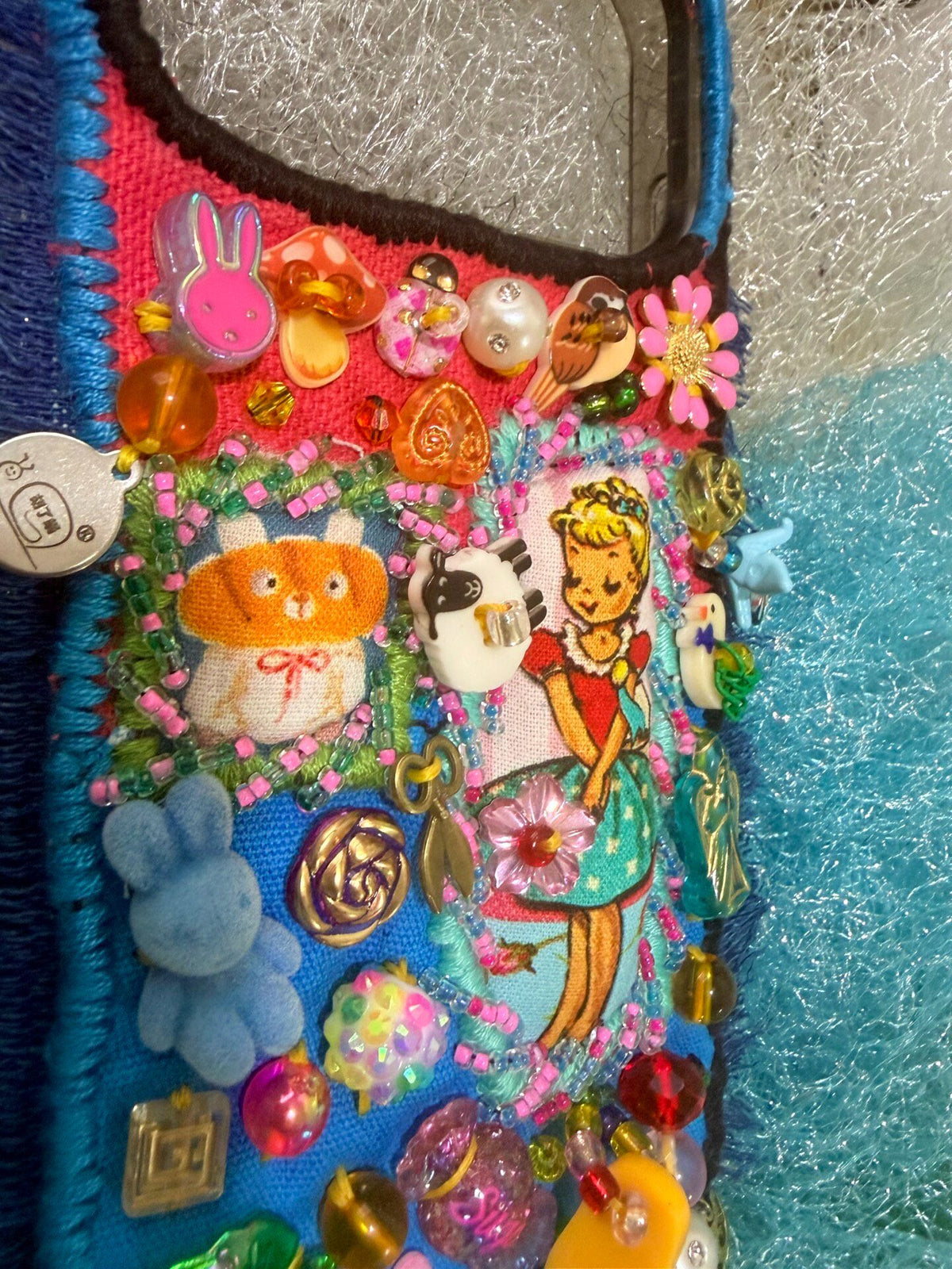 Handcrafted Beaded Patchwork Fabric Phone Case