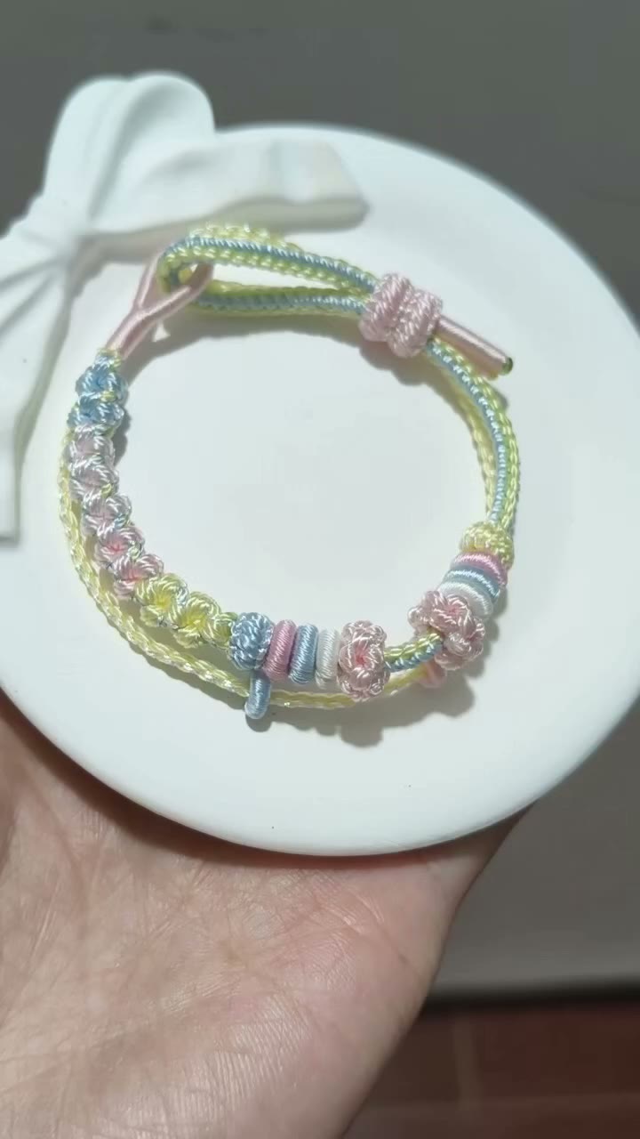 Handwoven Rainbow Gradient Bracelet with Adjustable Knot