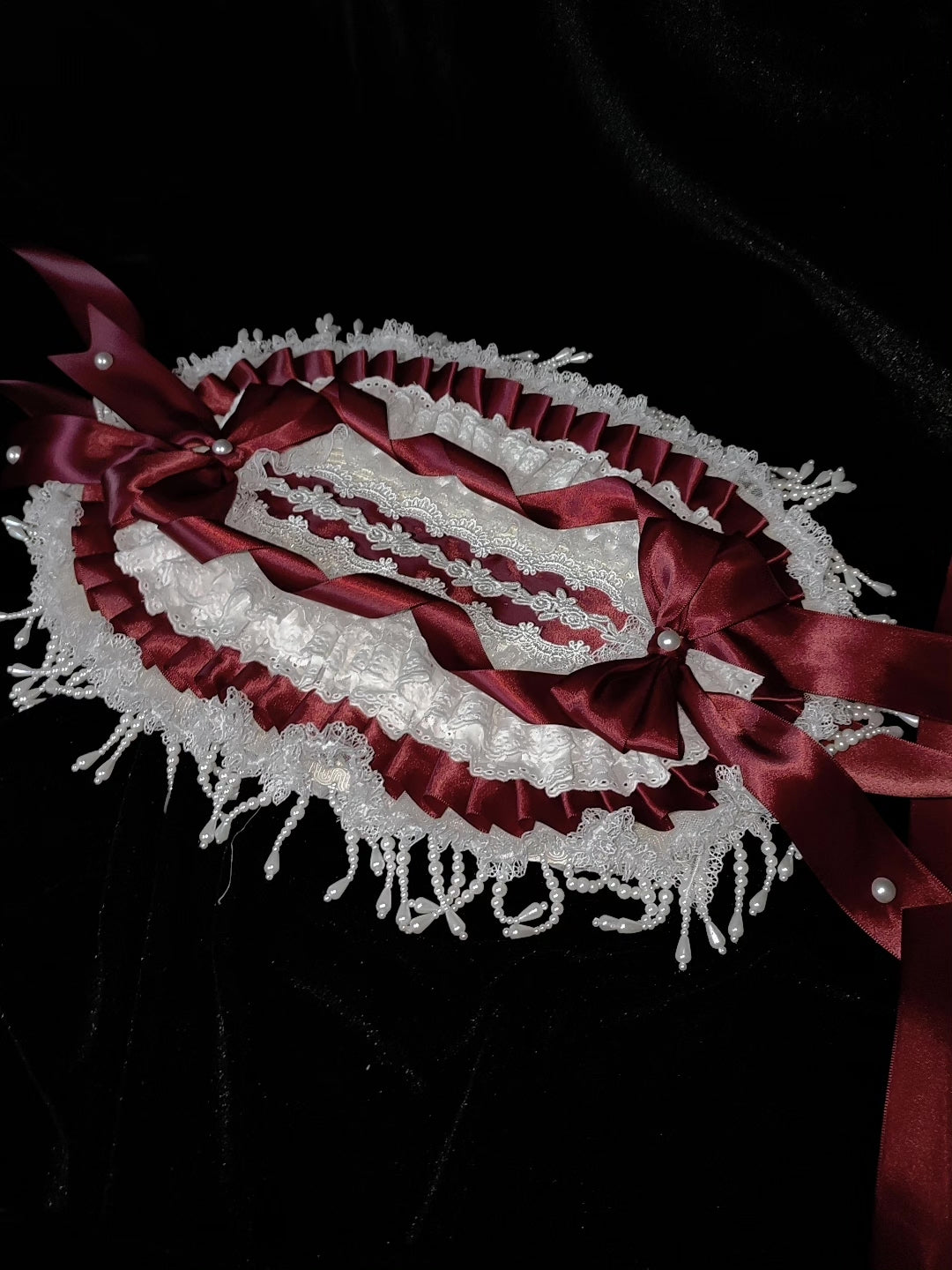 Handmade Gothic Bonnet Straw Hat with Lace