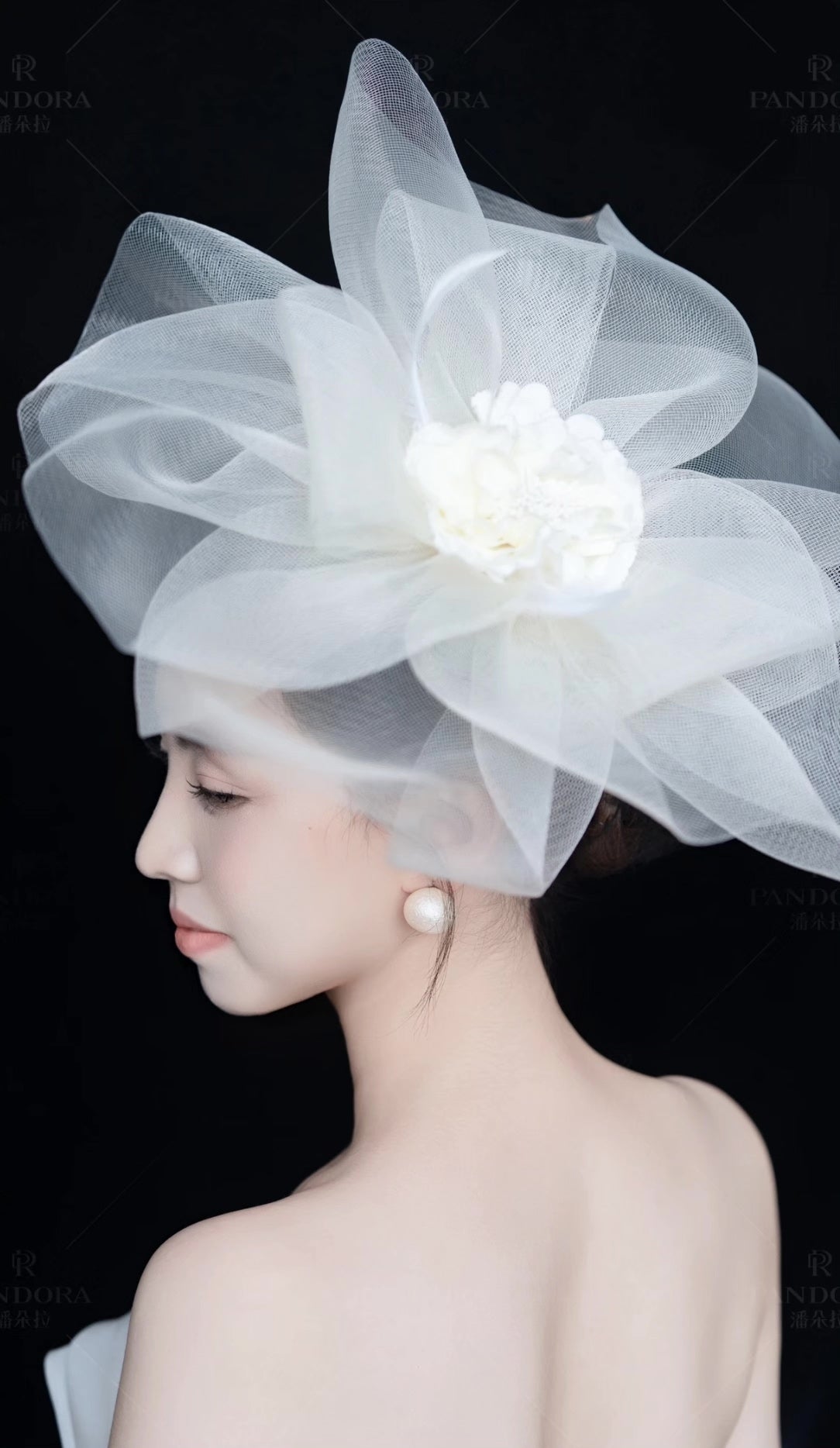 Ivory Tulle Bridal Flower Headpiece
