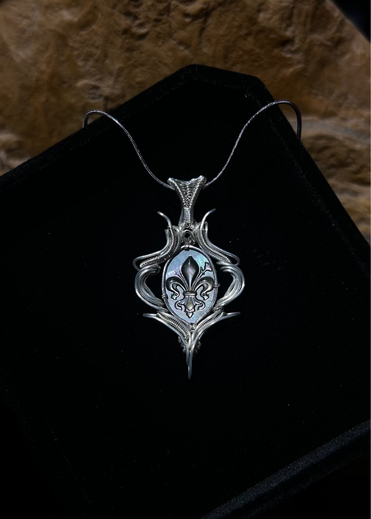 Wire-Wrapped Black Abalone Shell Pendant