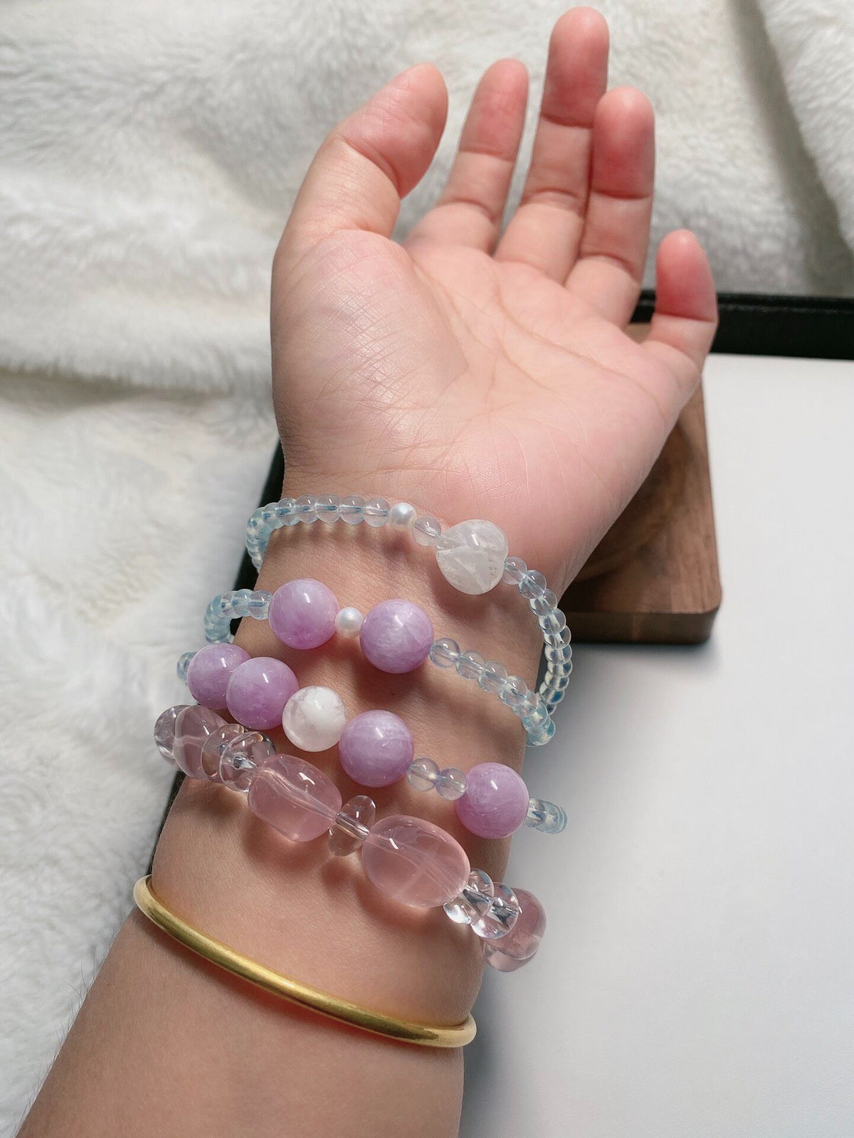 Natural Crystal Triple Wrap Bracelet