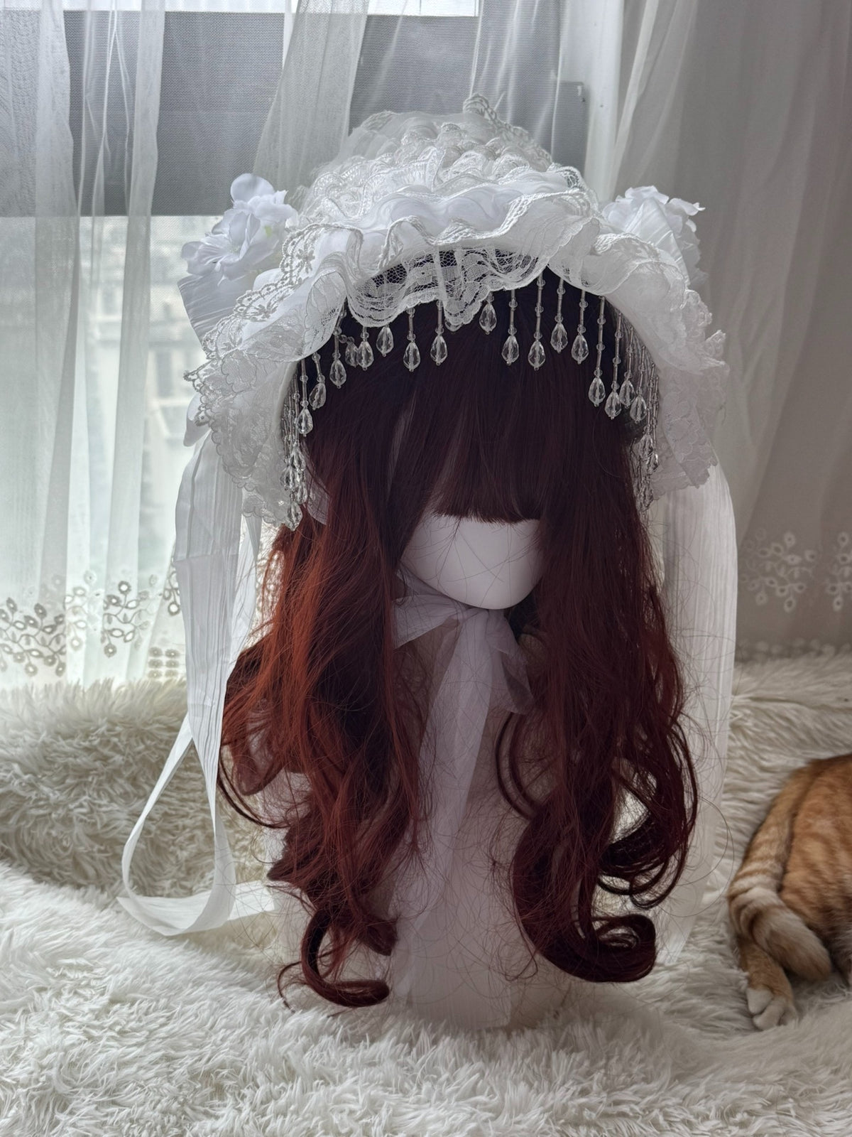 Handcrafted Gothic Lolita White Widow Hat