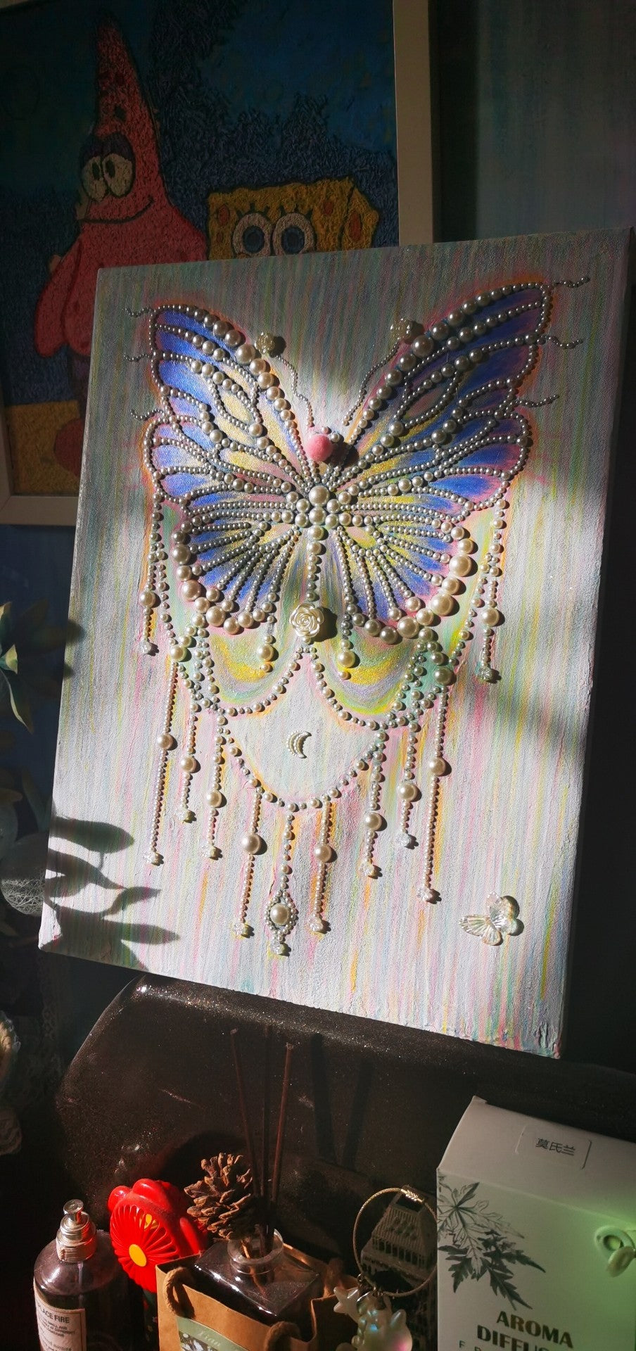 Hand Painted Butterfly Pearl Canvas Art