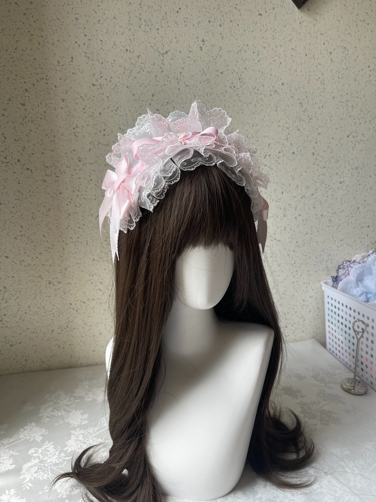 Lolita Pink Lace Headband Handmade Hair Accessory