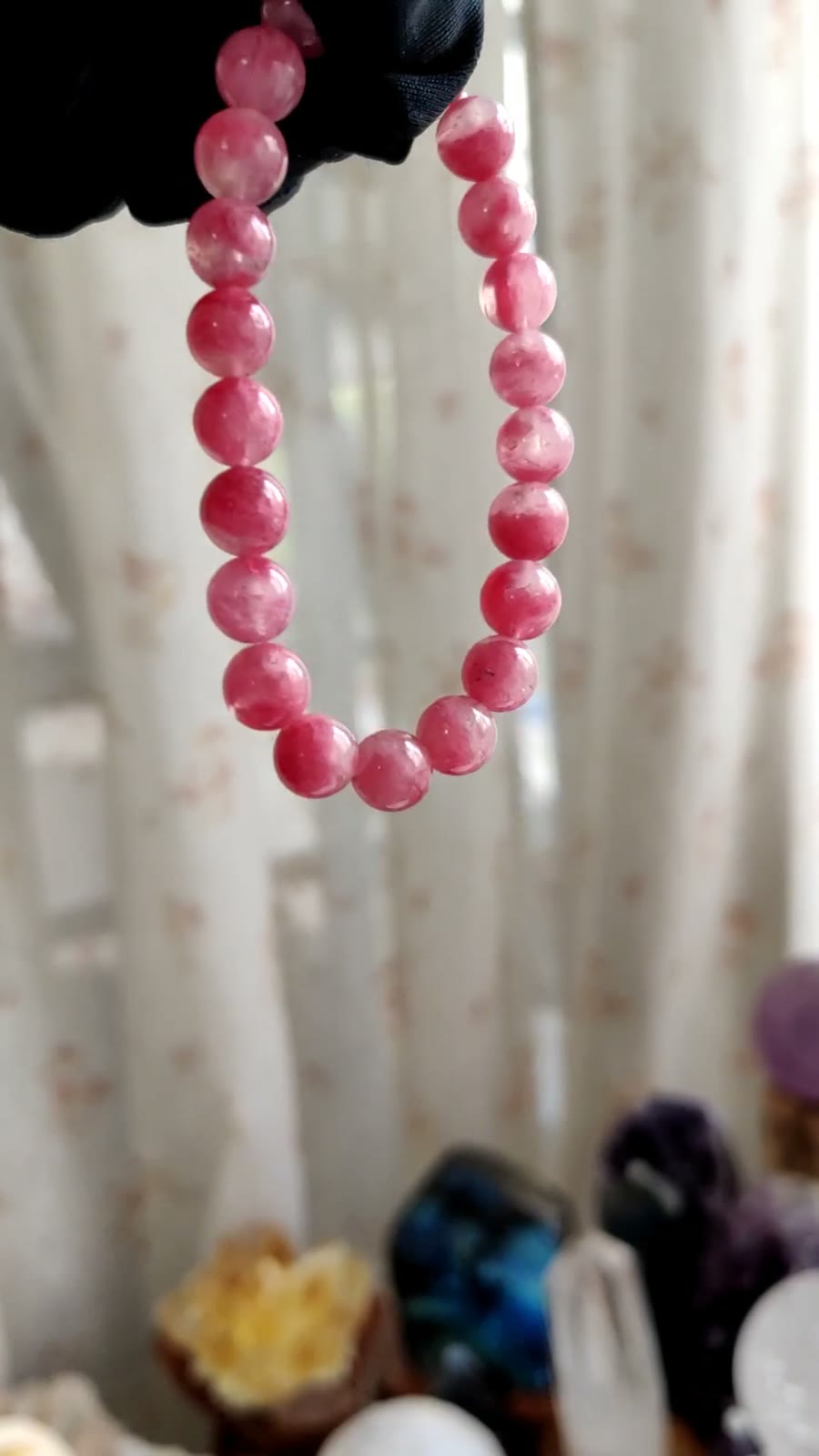 Brazilian Rhodonite Beaded Bracelet 8mm