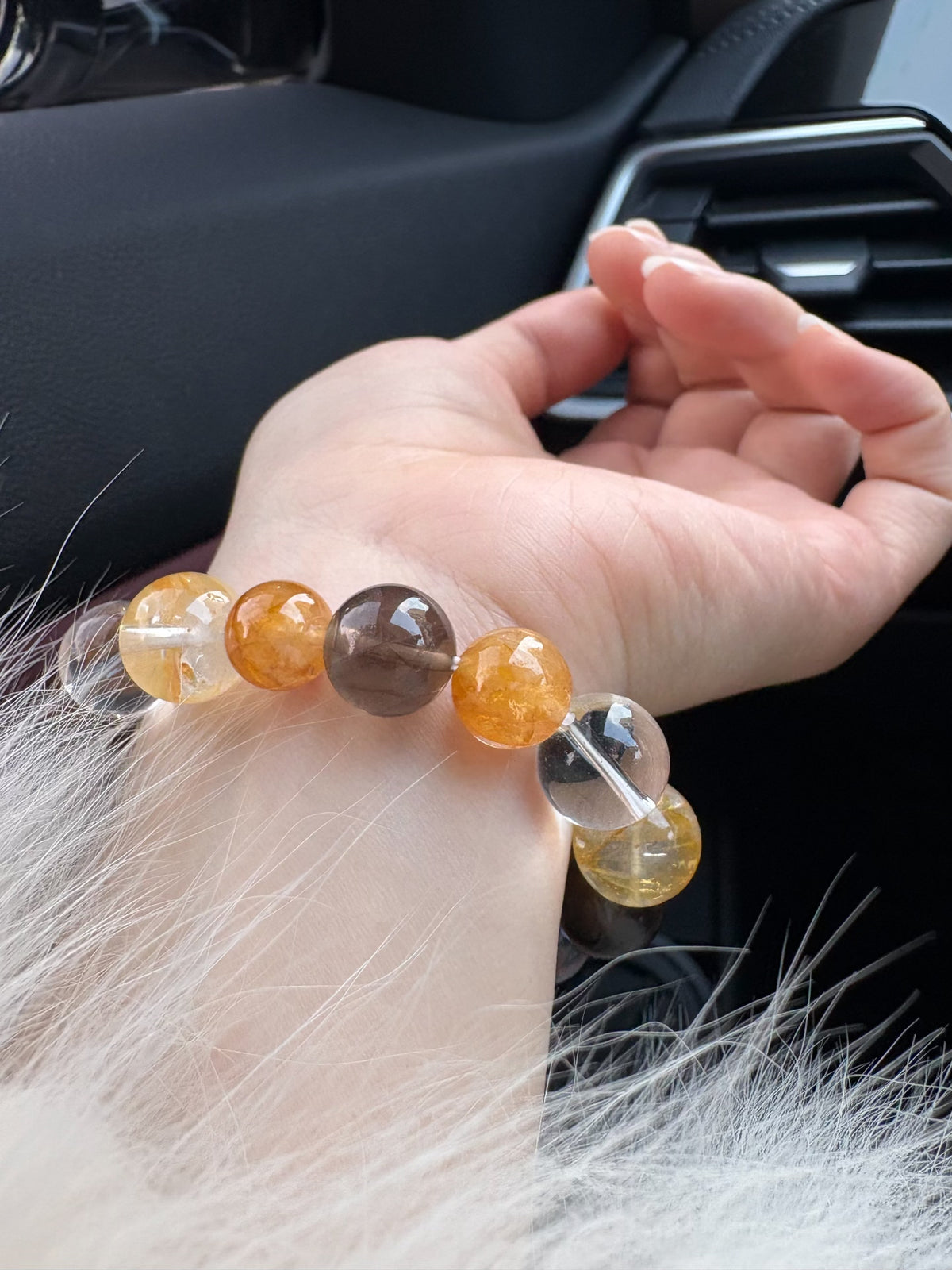 Armband med rökkvarts, citrin och klarkvarts
