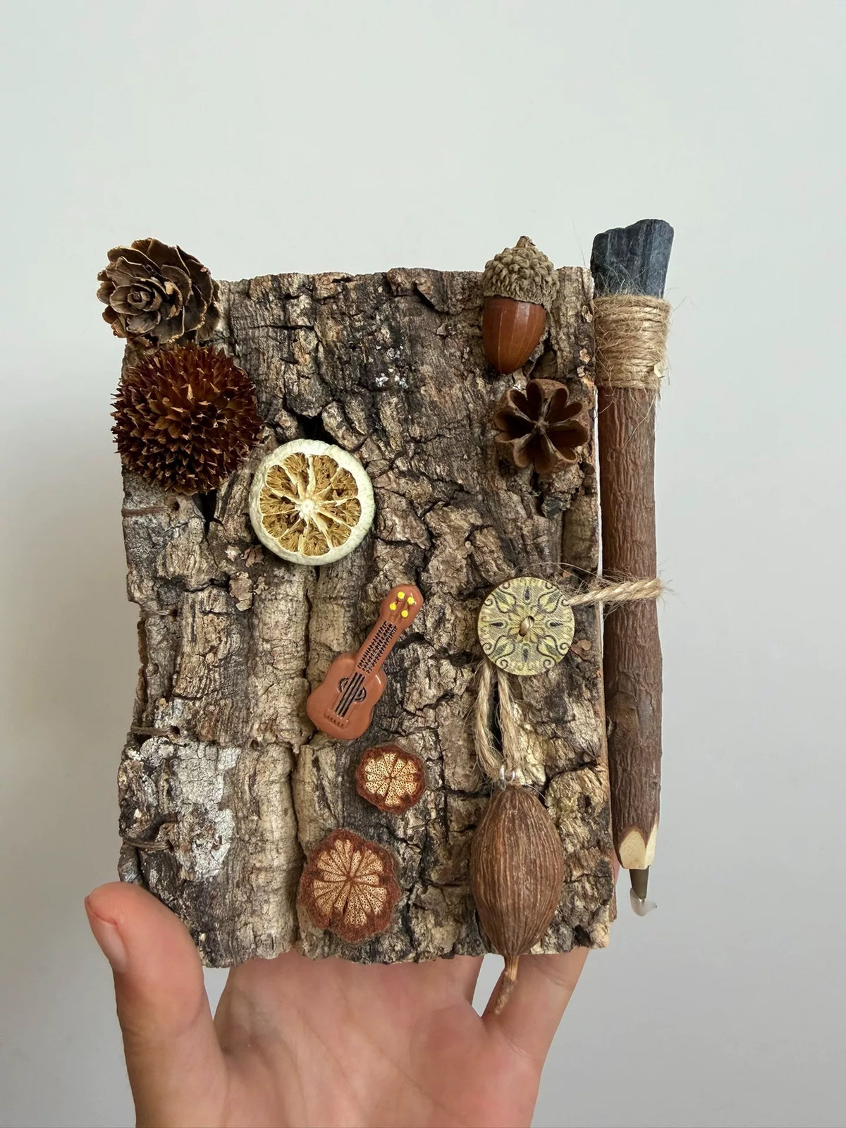 Handmade Tree Bark Notebook with Blank Kraft Paper