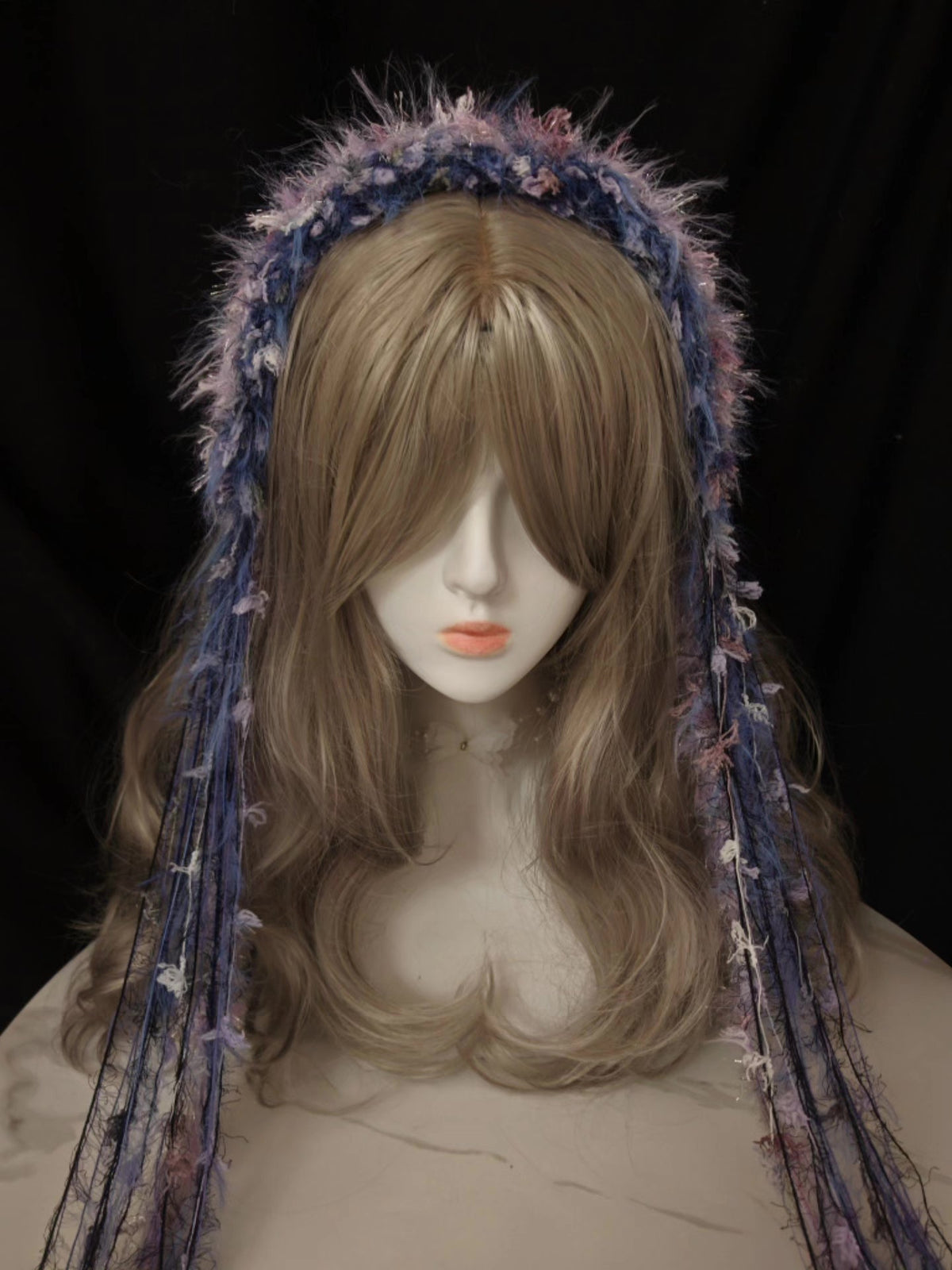 Fuzzy Yarn Headband with Shimmering Streamers