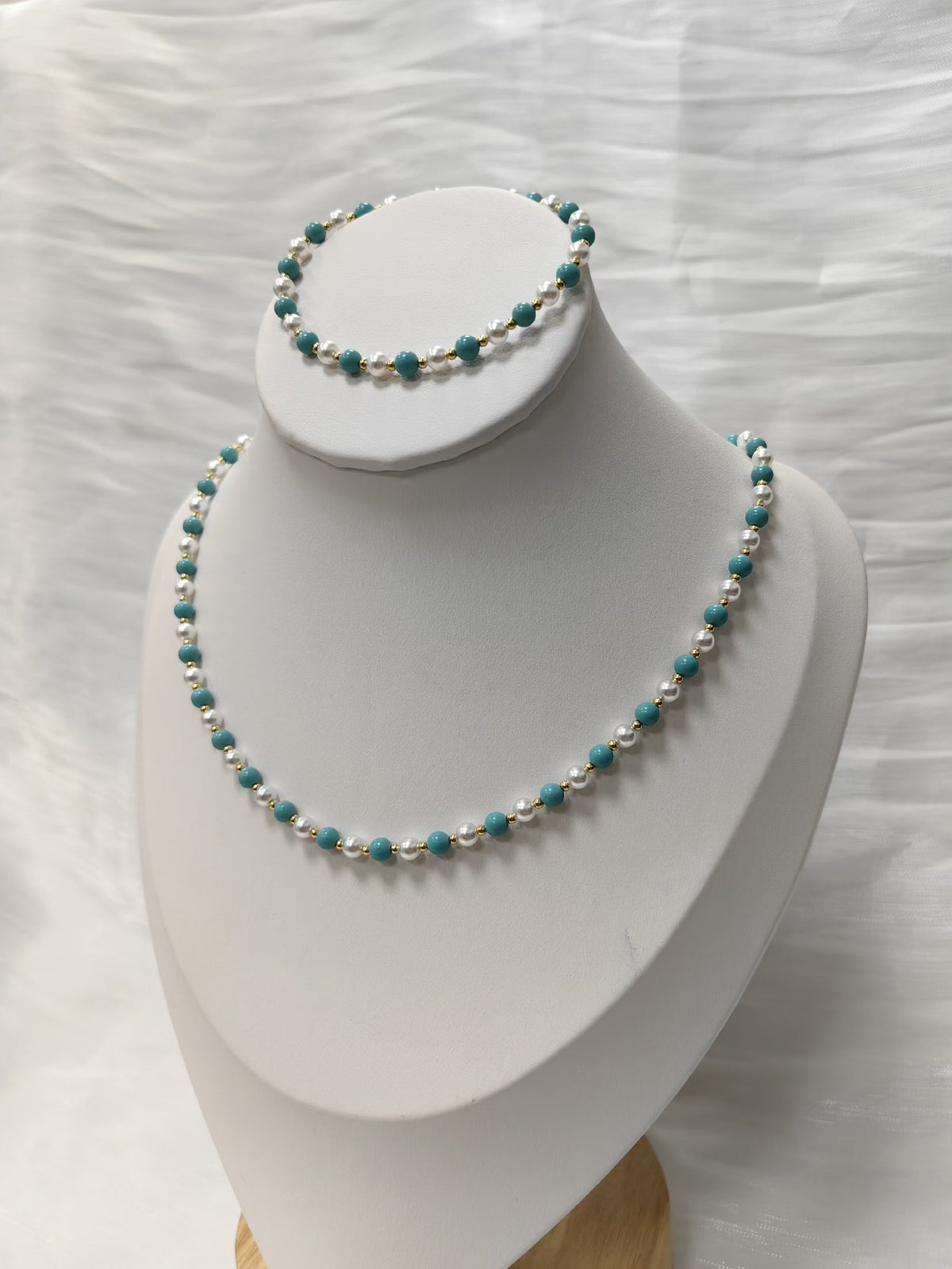 Swarovski Pearl Turquoise Necklace Bracelet Set