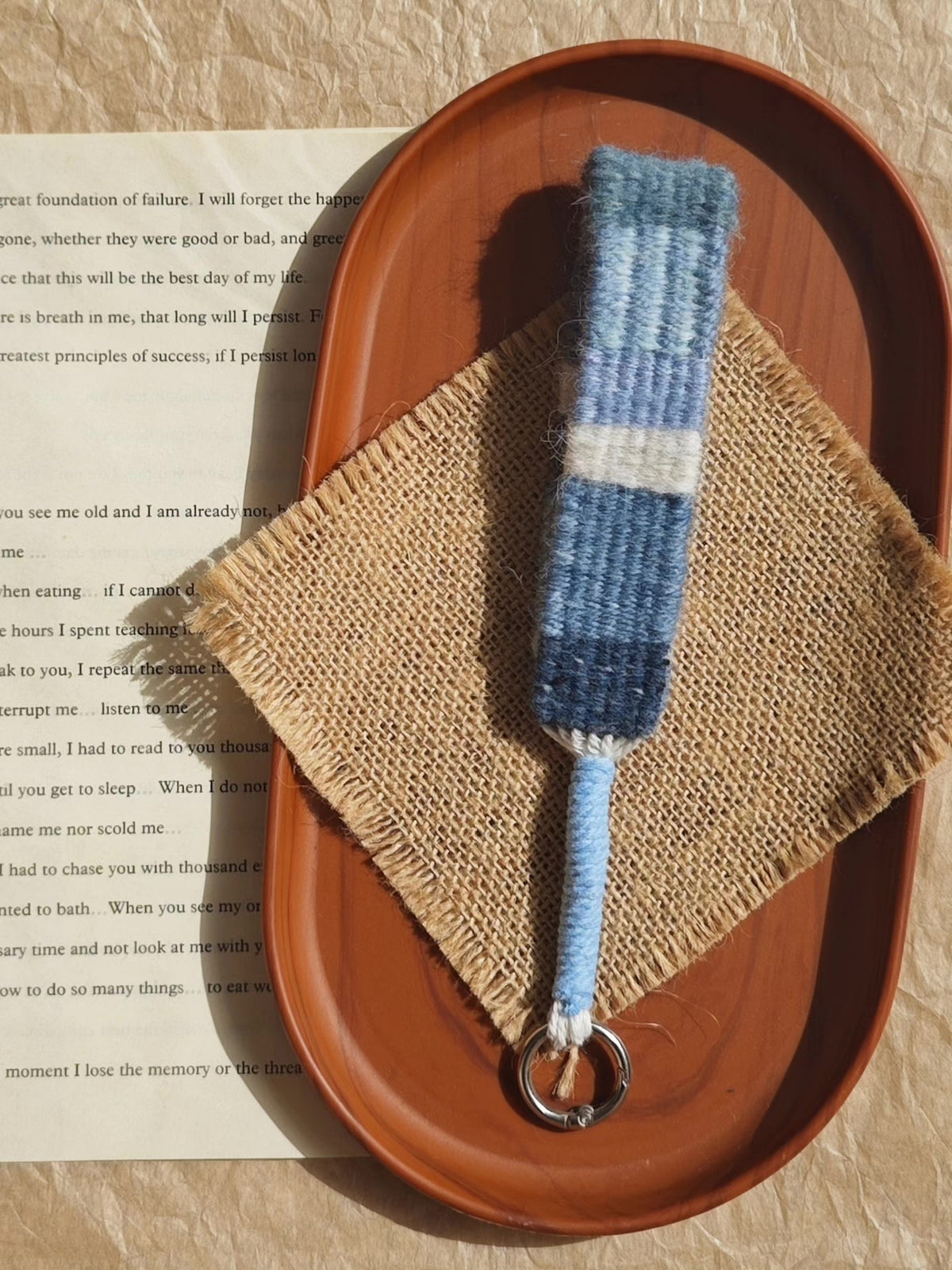 Handwoven Wrist Strap Moonlight White Blue Stripes
