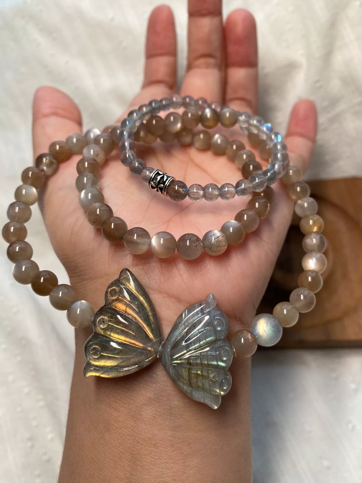 Bracelet Papillon Quartz Rutilé et Labradorite