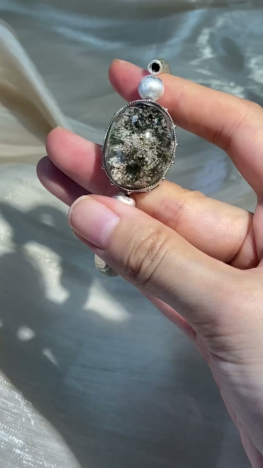 Phantom Quartz Silver Bangle Bracelet