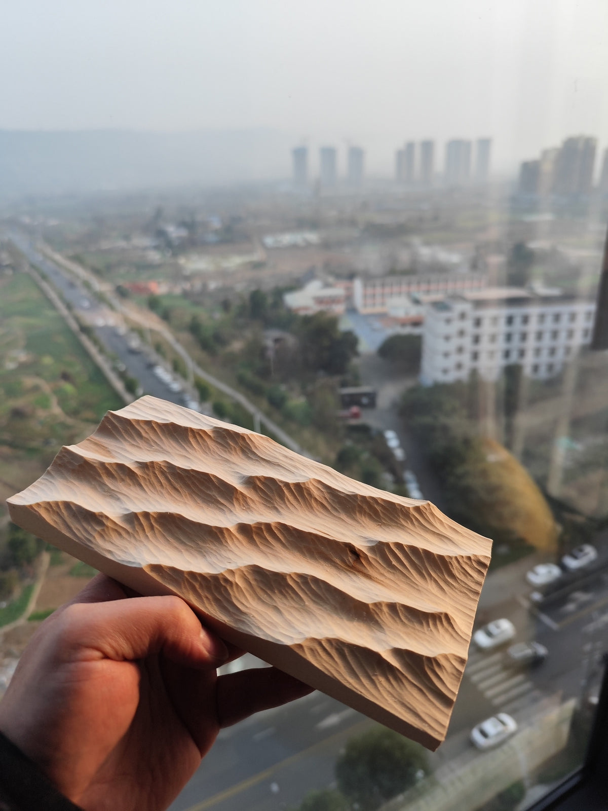Handcrafted Linden Wood Wave Sculpture 20x10cm
