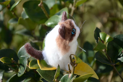 Miniature Wool Felt Cat Plush Toy, 7cm Seated Figure