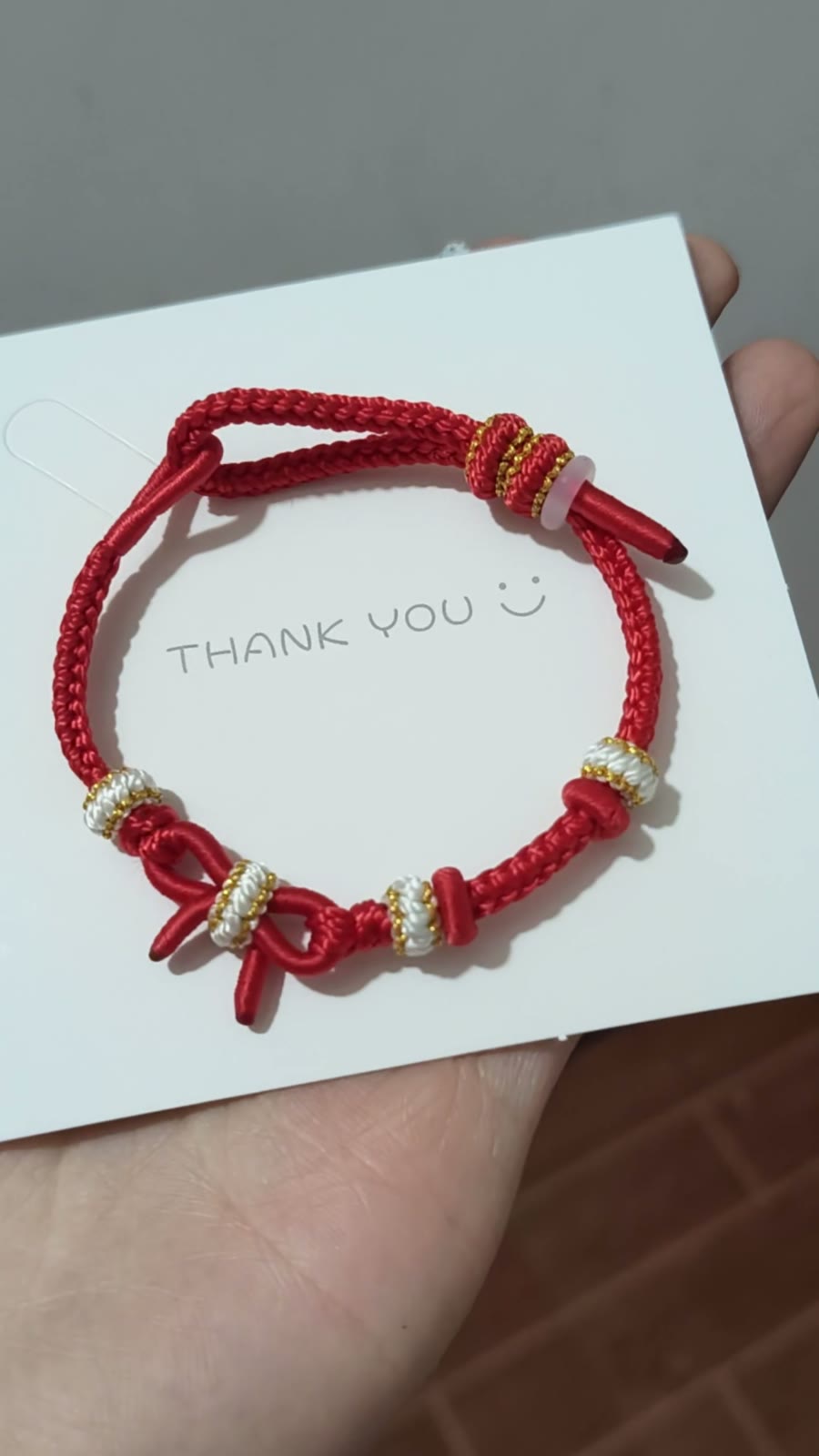 Hand Braided Red Cord Bracelet with Bow