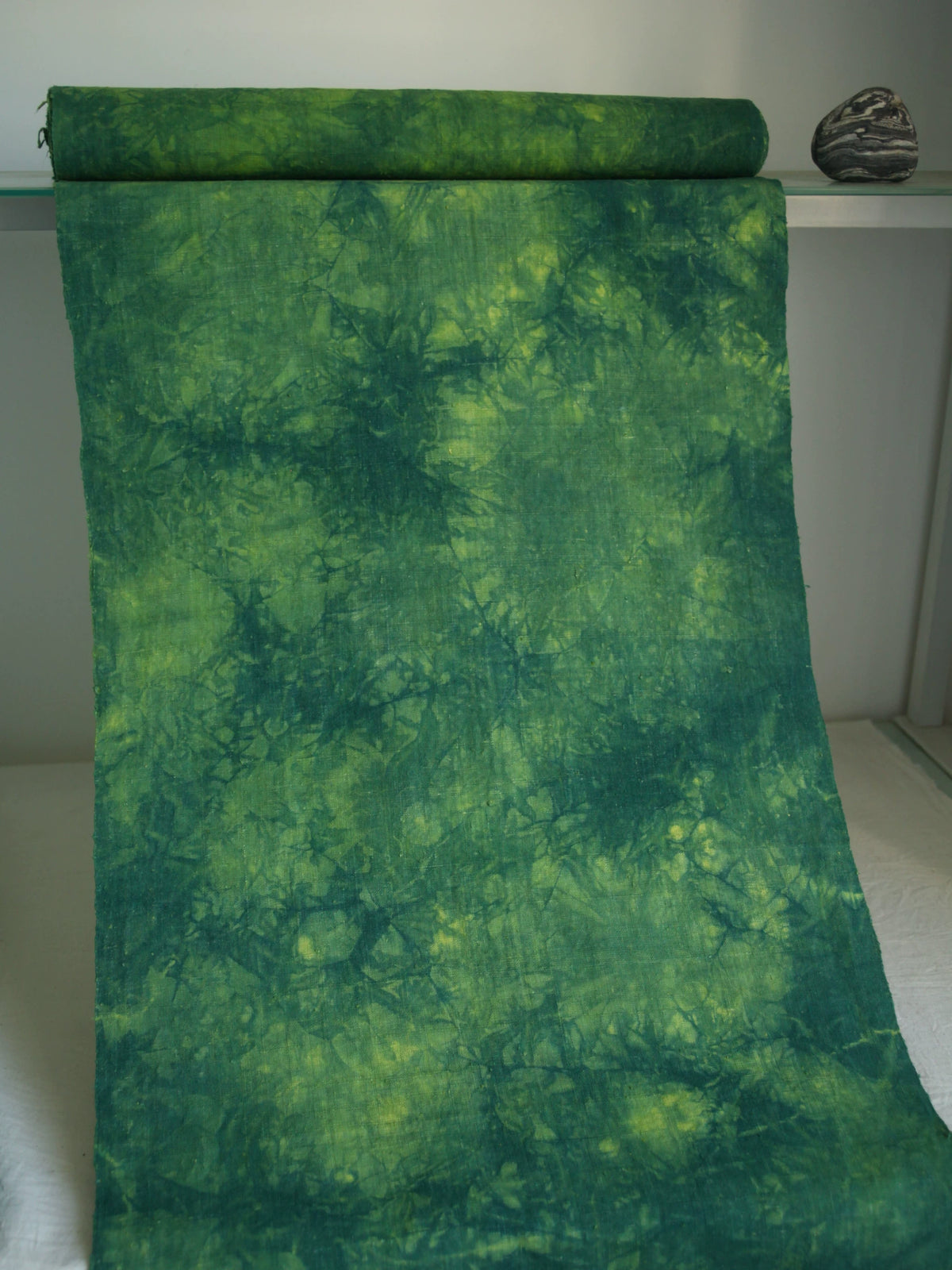 Tessuto di Cotone Tessuto a Mano Giallo Verde