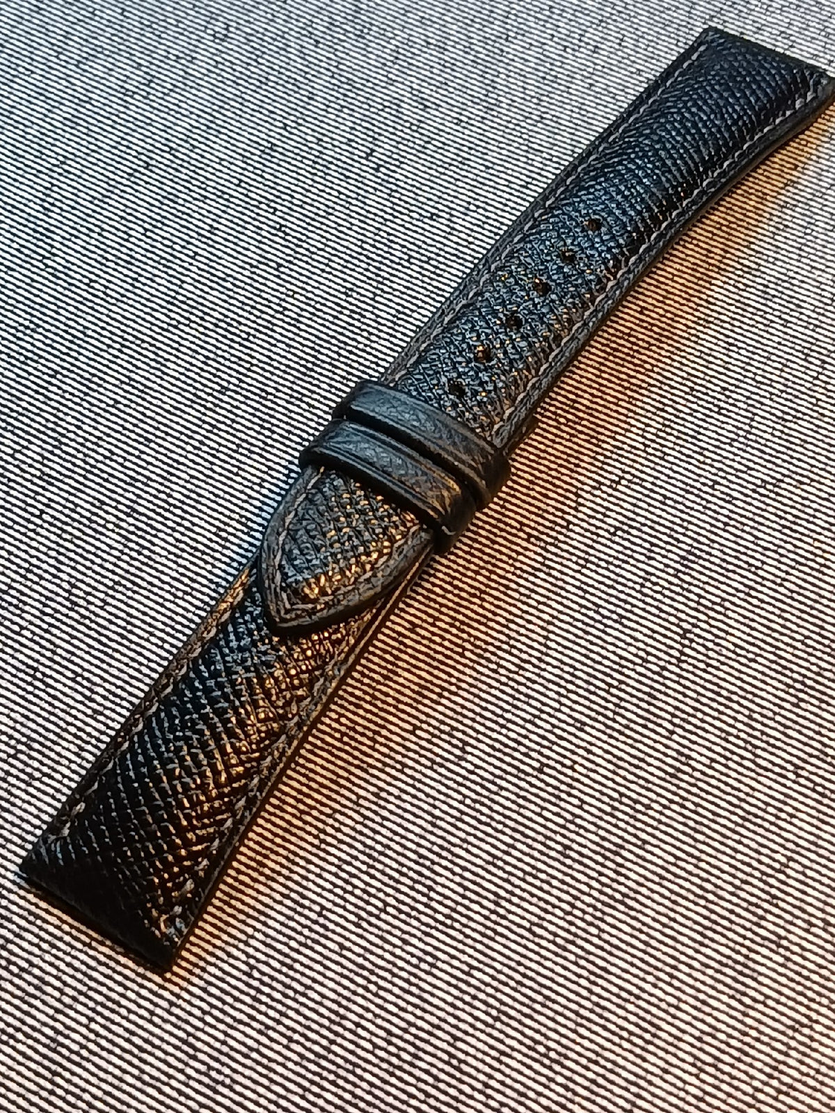 Black French Epsom Calfskin Watch Strap