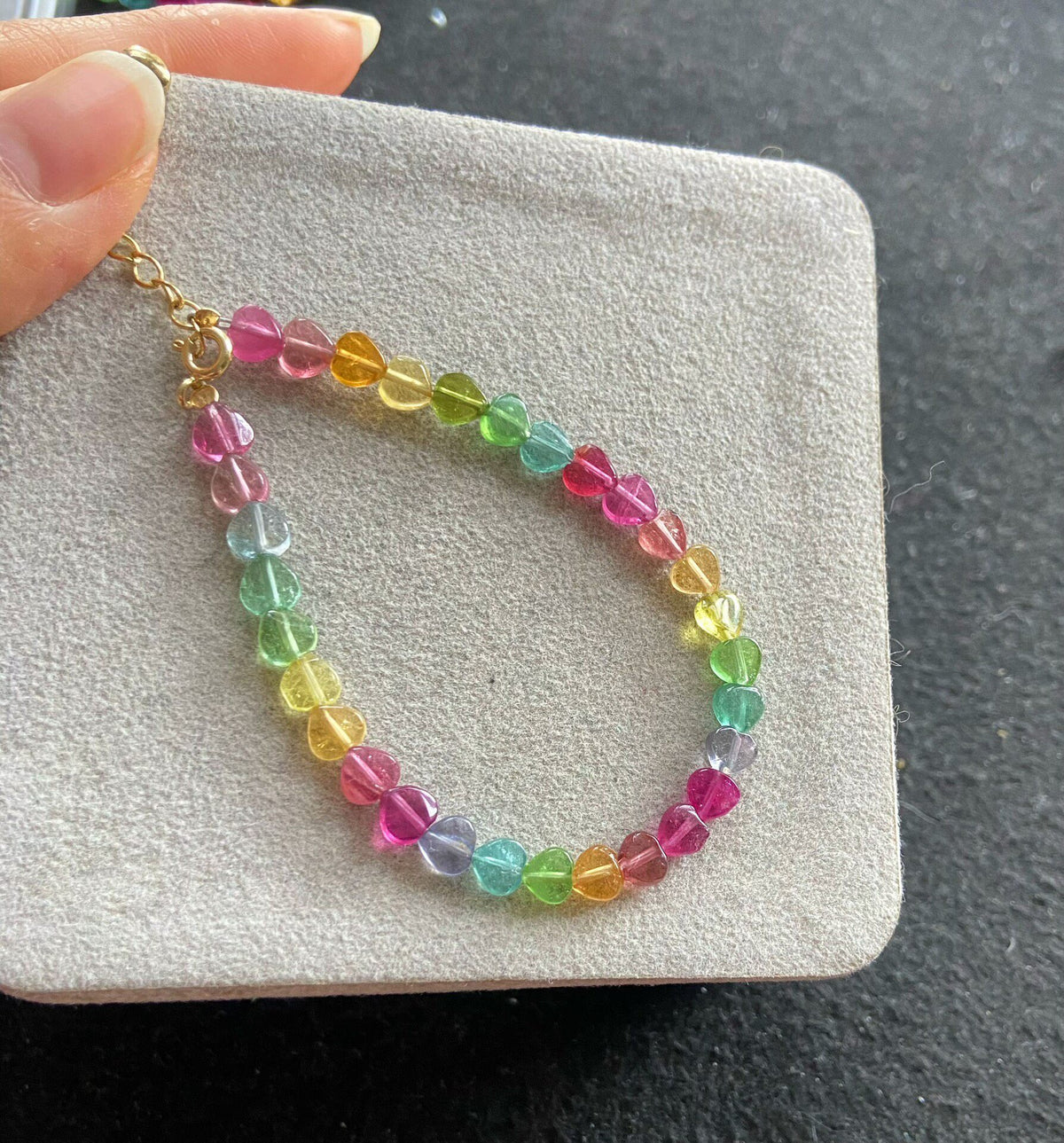 Tourmaline Heart Bead Bracelet Multicolor