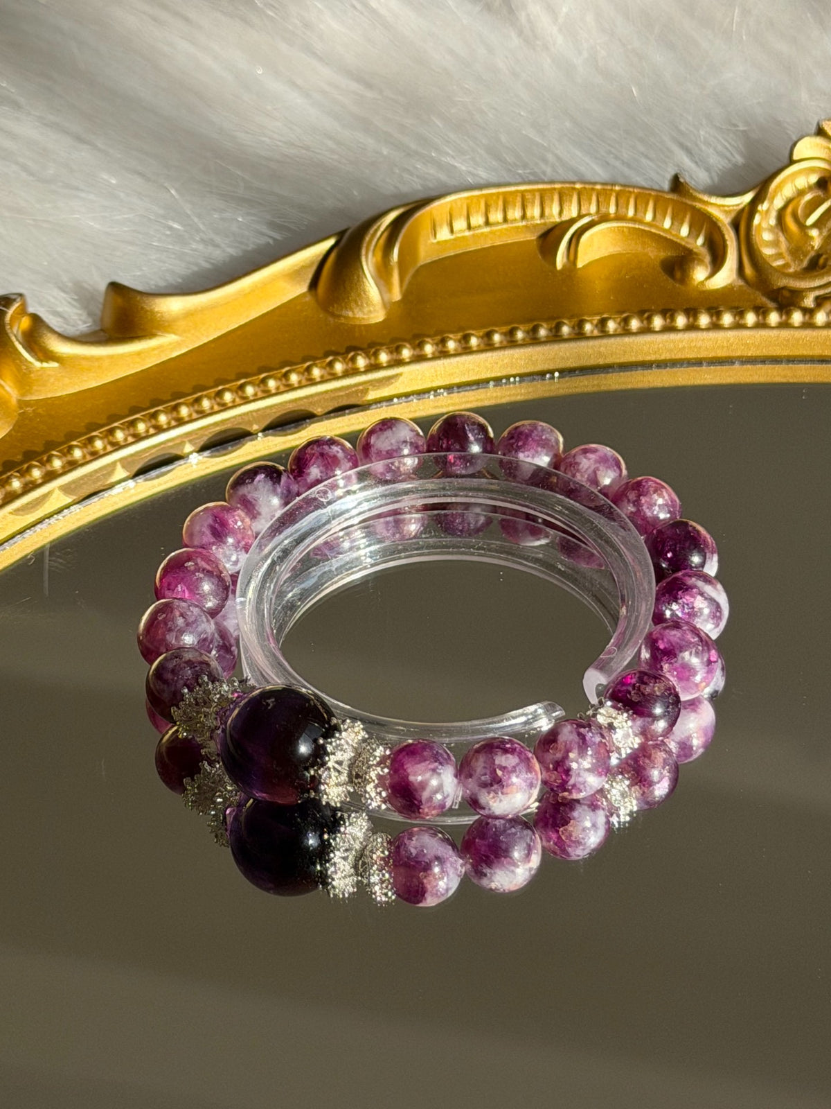 Natural Amethyst Crystal Bead Bracelet 9.8mm
