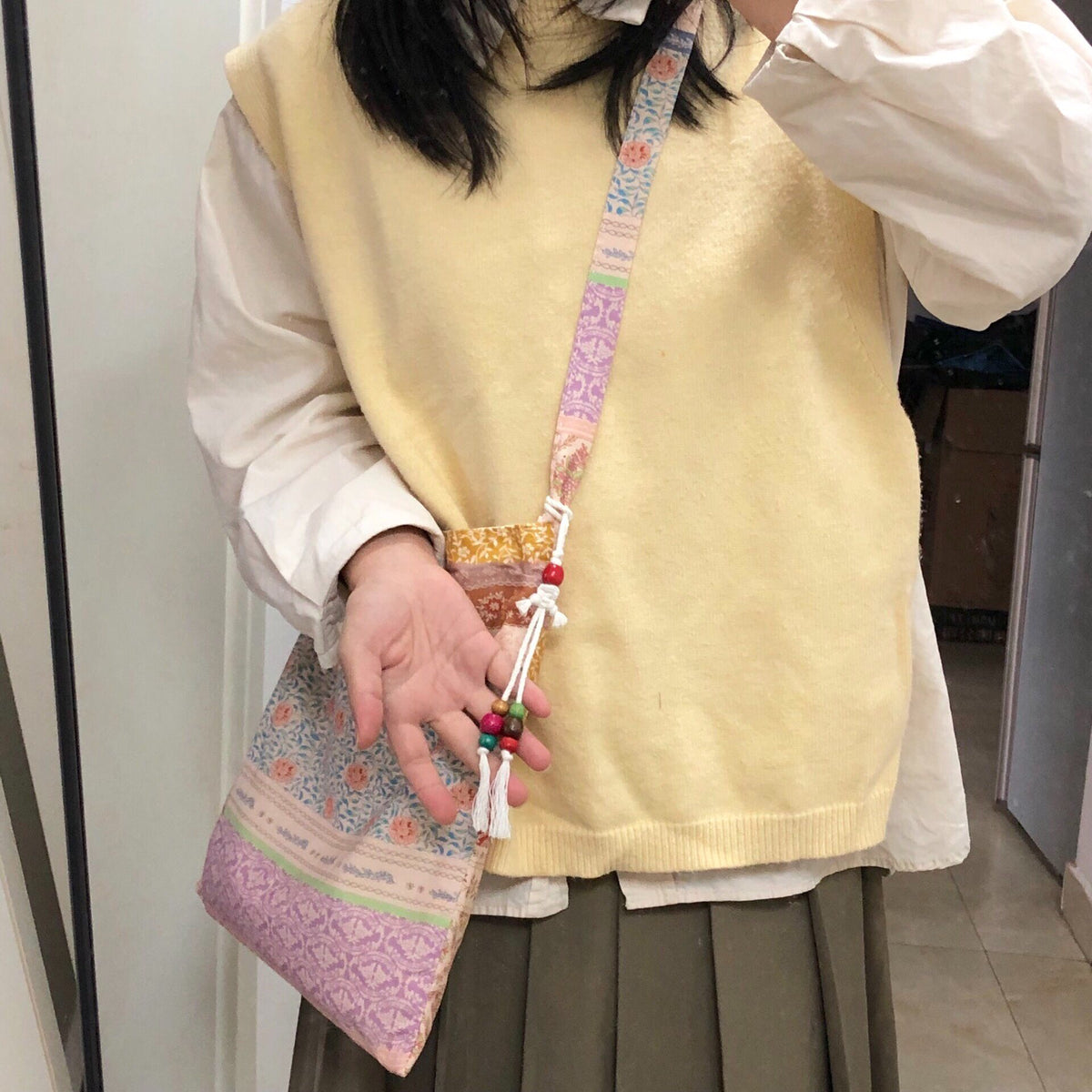 Floral Patchwork Canvas Crossbody Bag