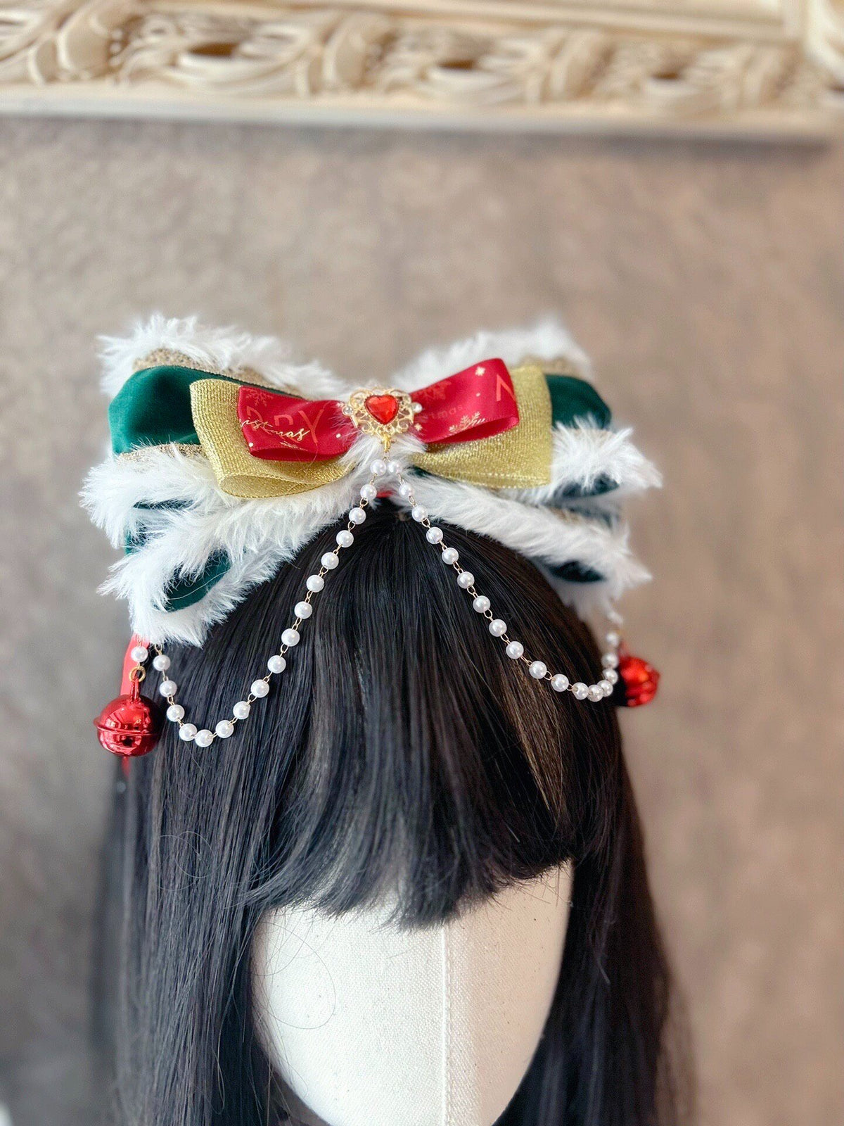 Christmas Bow Headband with Anti-Slip Teeth