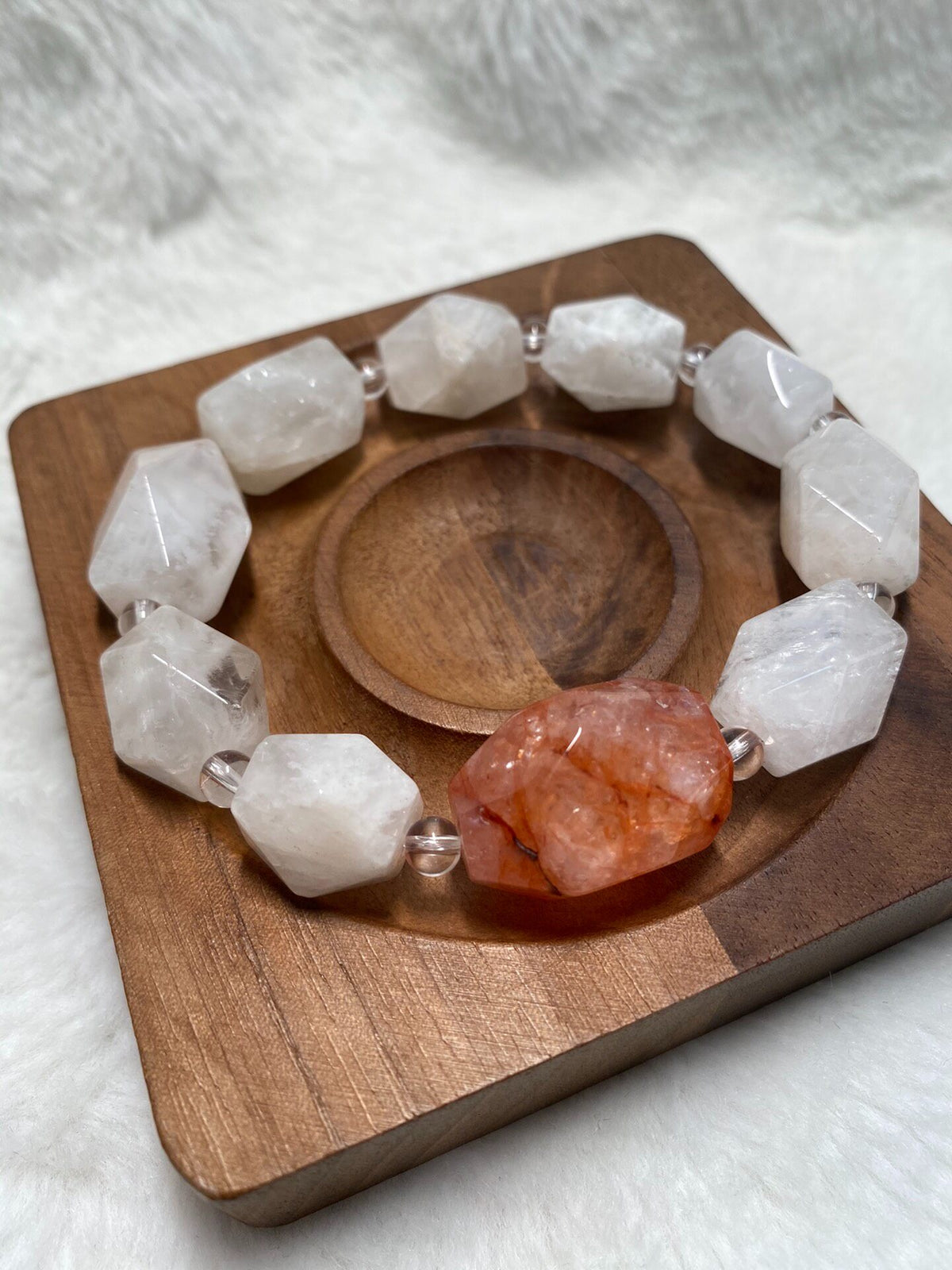 Snowflake Phantom Glue Flower Quartz Bracelet