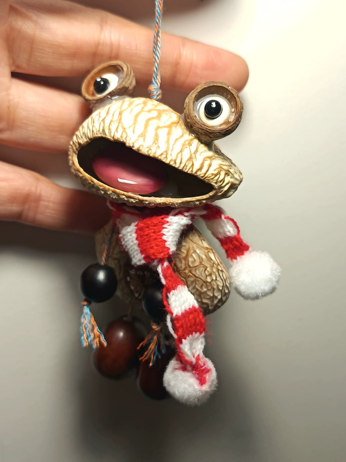 Handmade Walnut Shell Frog Pendant
