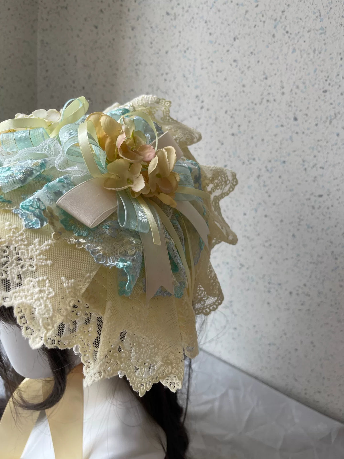 Handgakte Lolita Lace Flat Bonnet Hoed