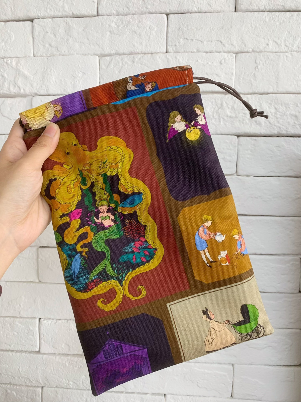 Storybook Print Drawstring Pouch