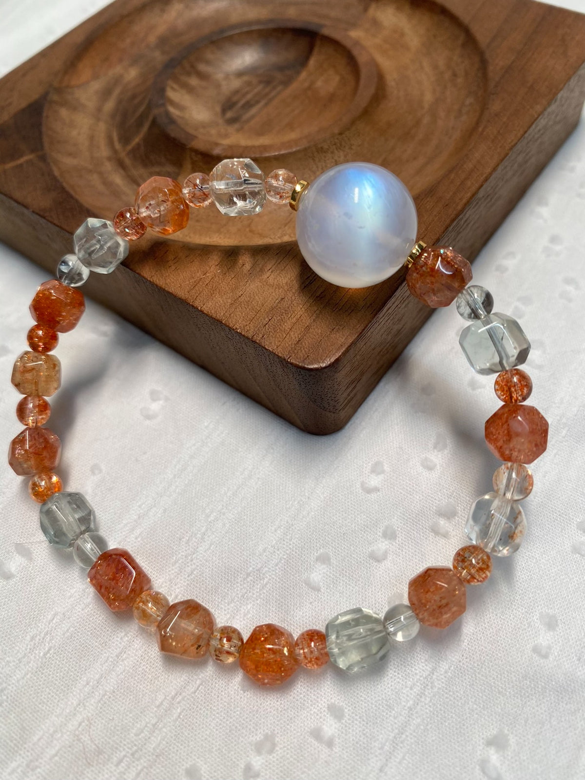 Moonstone Arusha Sunstone Beaded Bracelet
