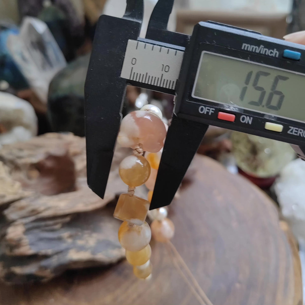 Kersbloemagaat Beer Armband met Parels