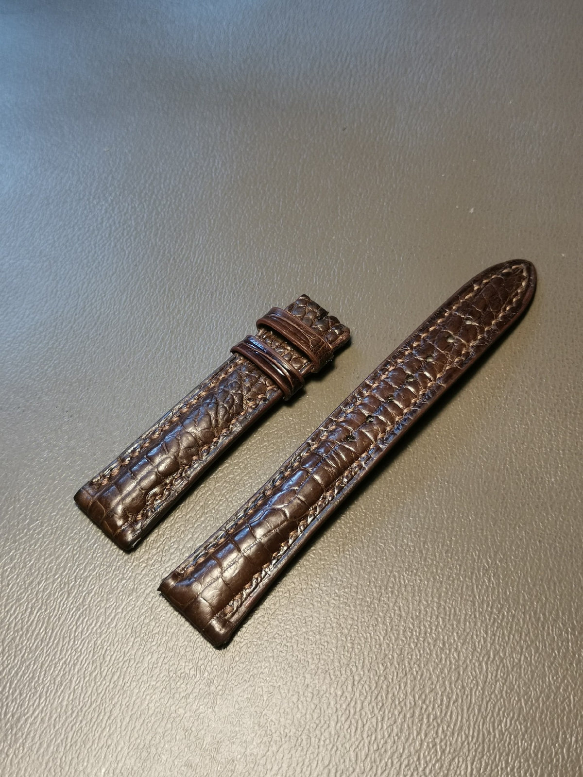 Handmade Crocodile Leather Watch Strap Brown