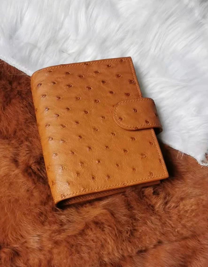 Full Ostrich Leather Ring Binder Notebook Cover