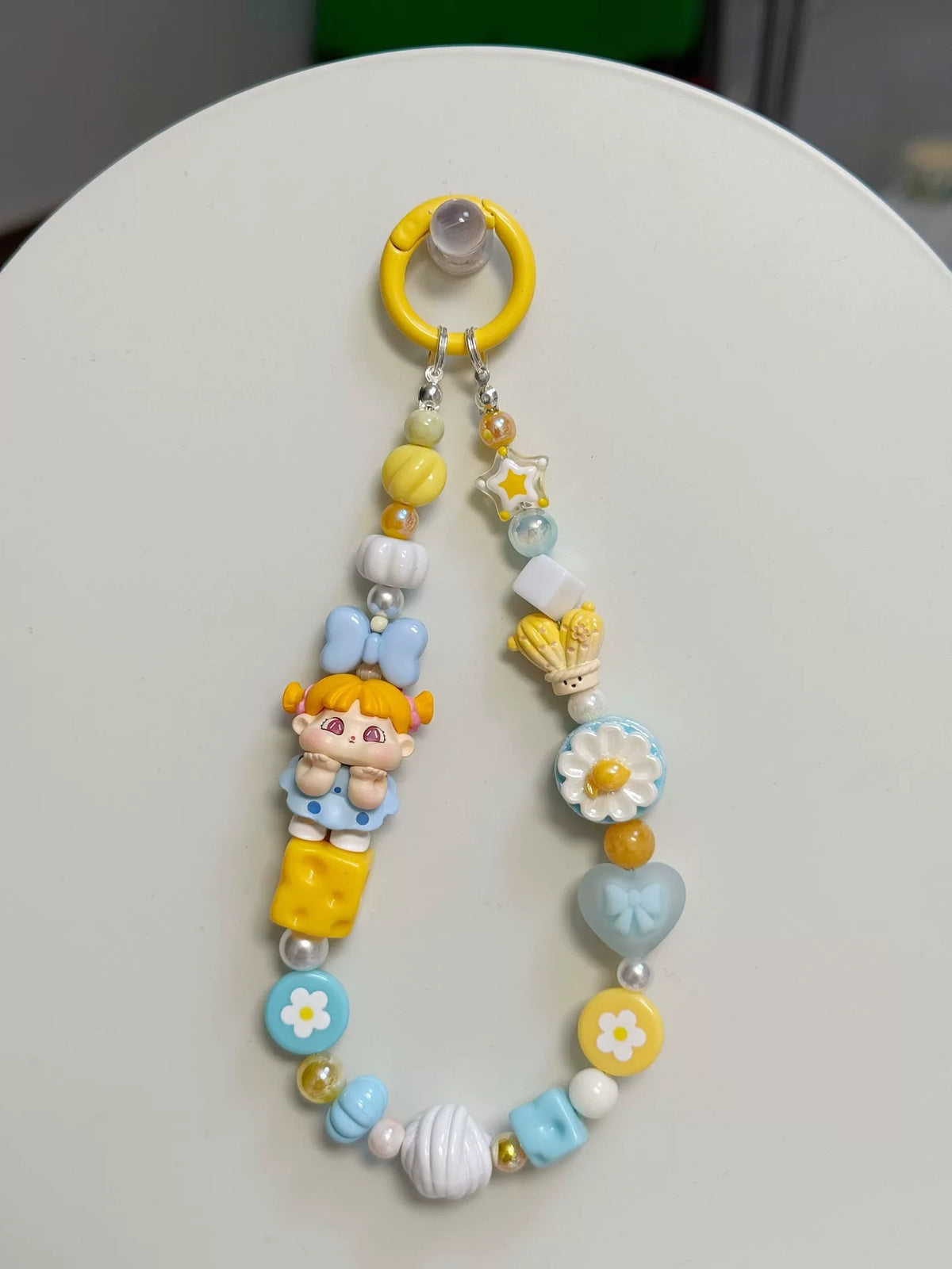 Pastel Beaded Phone Strap Bag Charm Keychain