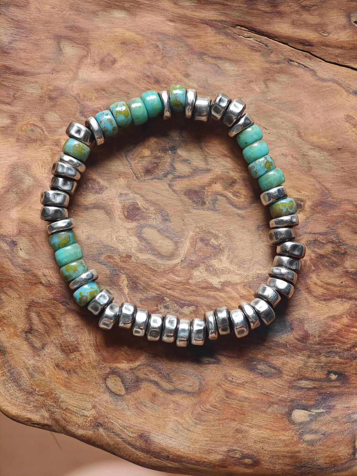 925 Silver Handmade Bracelet Turquoise Glass Beads