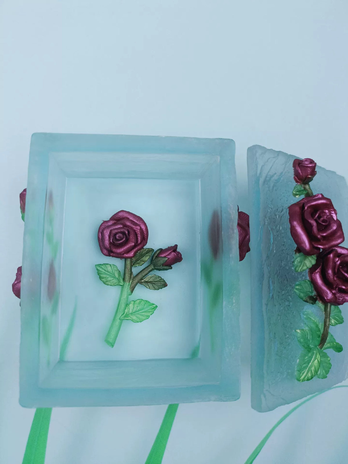 Translucent Rose Relief Jewelry Box