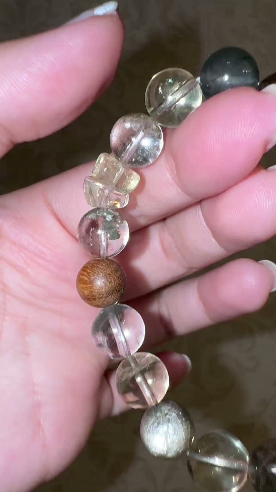 Bracciale multigemma con cristallo e perline da 10 mm